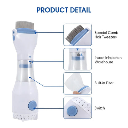 Electric Suction Flea Comb Efficient Cleaning Removing Lice Automatic Clean Comb with Dense Teeth For Dog/Cat Pet Grooming tool PawPrint Treasures
