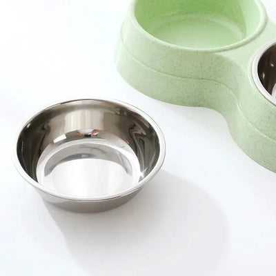 Double Pet Bowls Dog Food Water Feeder Stainless Steel Pet Drinking Dish Feeder Cat Puppy Feeding Supplies Small Dog Accessories