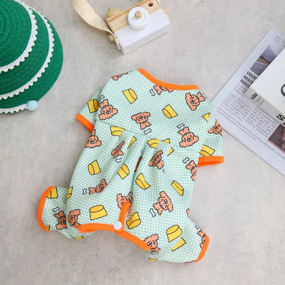 Fashion Pet Dog Clothes for Small Dogs Spring Dog Jumpsuit Cartoon Print Puppy Pajamas Cute Cat Clothing Pet Chihuahua Clothes PawPrint Treasures