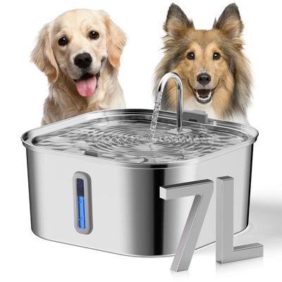 7L Stainless Steel Pet Water Dispenser Automatic Water Fountain USB Silent Water Pump Water Dispenser+Filter Set for Cats