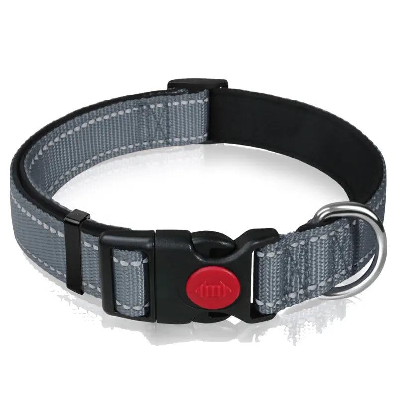 Adjustable Nylon Dog Collar Reflective Pet Traction Collar Quick Release Buckle with Safety Lock  Lining Soft Pet Supplies