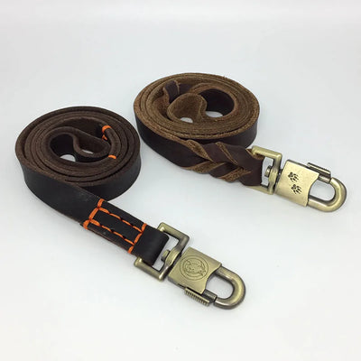 Genuine Leather Dog Leash 3/4/5 ft x 1 inch Soft and Strong Leather Leash for Large and Medium Dog Heavy Duty Dog Training Leash