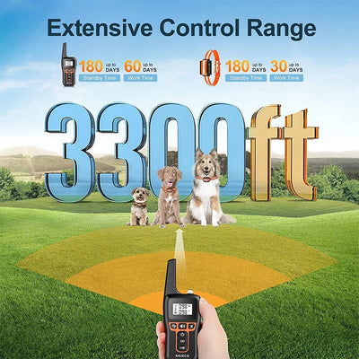 ROJECO 1000m Electric Dog Training Collar Remote Control Waterproof Rechargeable Pet Dog Bark Stop Shock Collar Electric Shocker