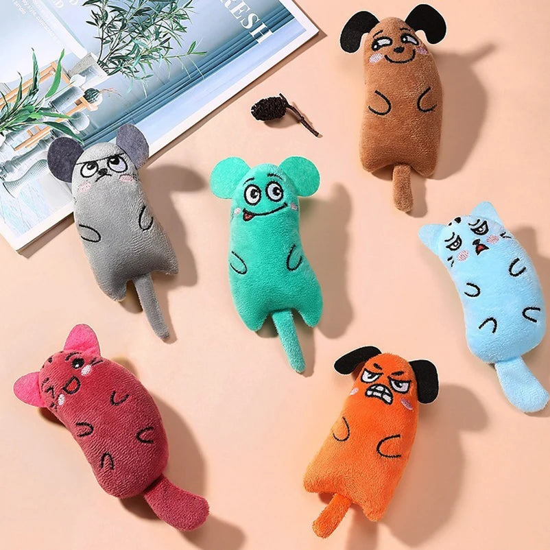 Cartoon cat and dog toy Bite resistant puppy plush doll Cat grinding teeth cleaning interactive toy