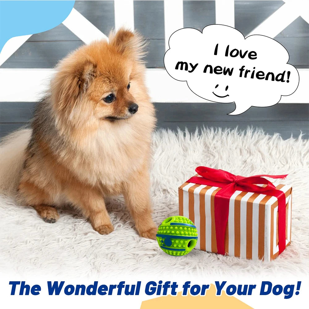 Wobble Wag Giggle Ball for Dogs - 10cm Spiky Chew Toy with Giggle Sound, Interactive Squeaky Teeth Cleaning Ball for Small Dogs