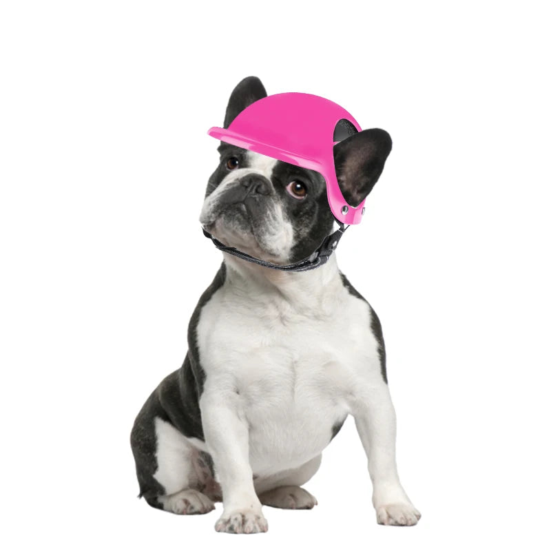 Pet Helmet Pink Dog Cat Wear Comfortable Motorbike Sports Outdoor Accessories Headwear Double Hole Adjustable Pet Supplies