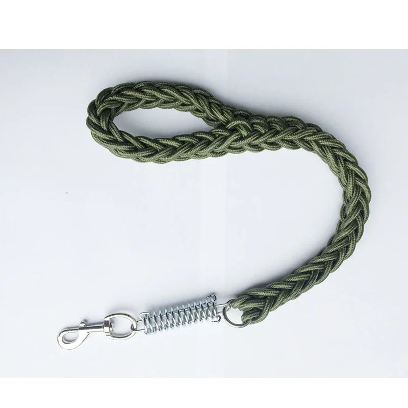 Short Explosion-proof Dog Leash Shock Absorb Spring Stainless Steel Nylon Braided Lead Pet Rope for Large Dogs Walking Training