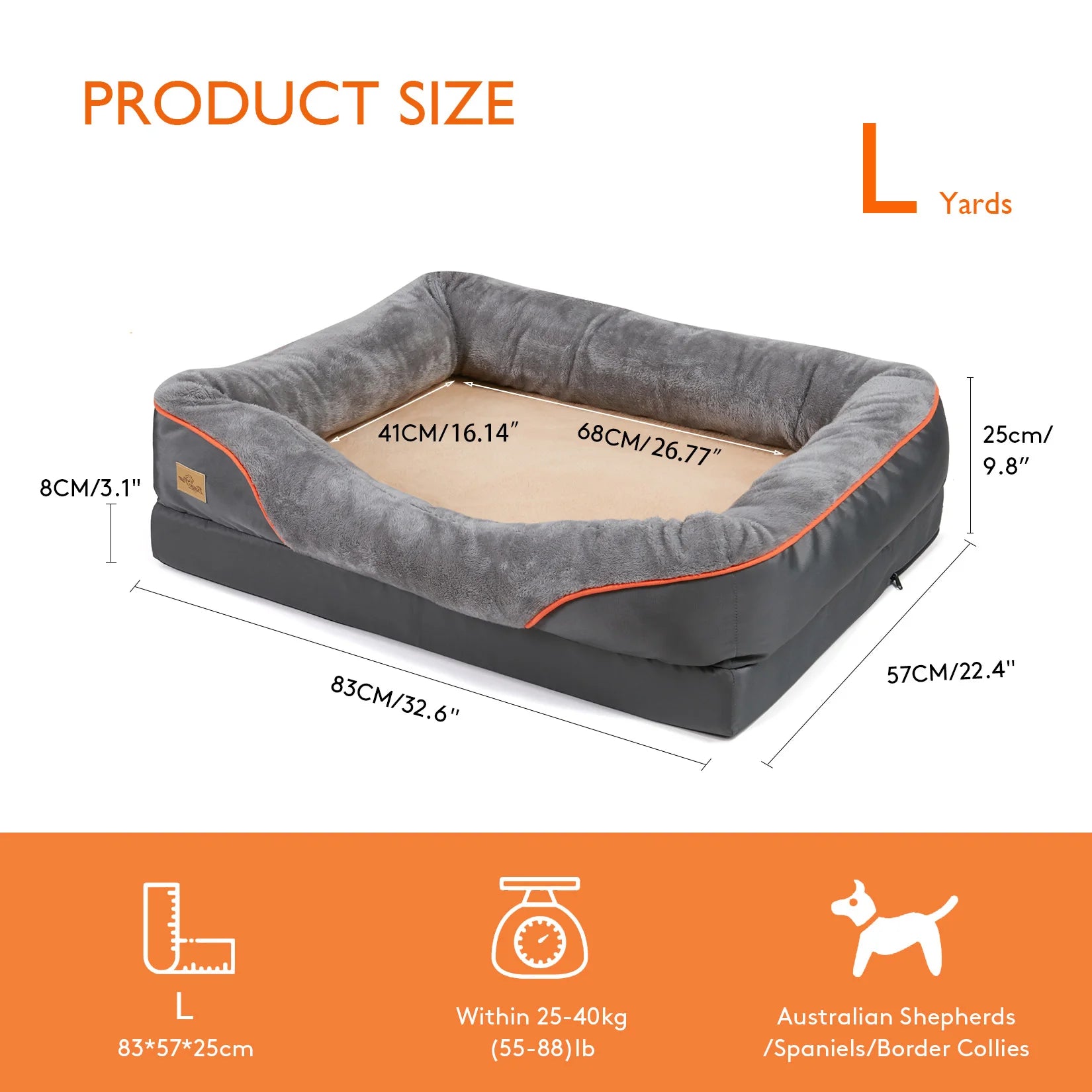 Large Dog Bed Soft Comfortable Warm Fleece Anti-Allergy Pet Bed with Removable Washable Cover Waterproof
