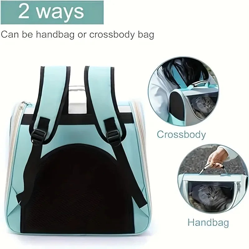 Large Capacity Collapsible Pet Backpack Carrier, Breathable Mesh Vent Travel Bag with Secure Zipper for Cats and Small Dogs