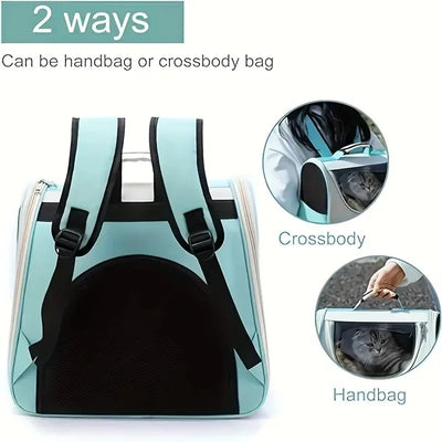 Large Capacity Collapsible Pet Backpack Carrier, Breathable Mesh Vent Travel Bag with Secure Zipper for Cats and Small Dogs