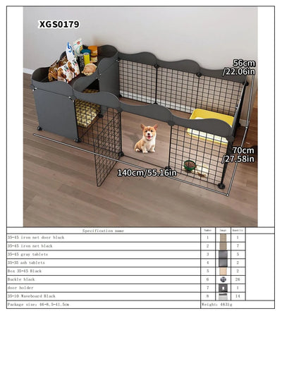 Dog Fence Small Size Dogs Home Indoor One Bedroom One Bathroom Pet Fence Kennel with Toilet Area Anti-Jailbreak Dog Cage