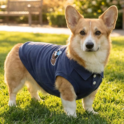 Fashion Embroidered Dog Polo Shirt Breathable Sleeveless Pet Clothing For Small Breeds Outdoor Walking Pet Outfit PawPrint Treasures
