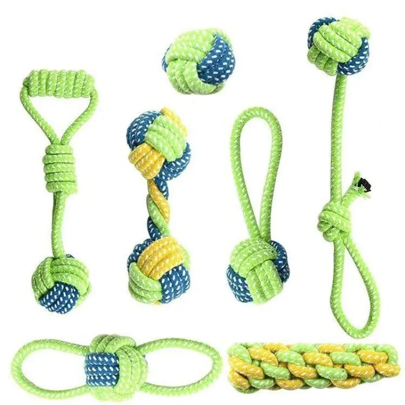 Interactive Cotton Rope Dog Toys, Mini Chew Ball & Toothbrush Toy for Puppy Teeth Cleaning, Durable Pet Accessories for Small to
