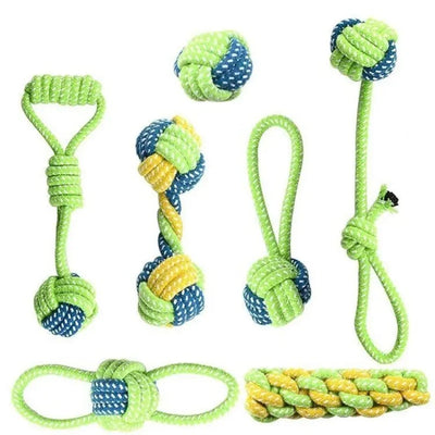 Interactive Cotton Rope Dog Toys, Mini Chew Ball & Toothbrush Toy for Puppy Teeth Cleaning, Durable Pet Accessories for Small to