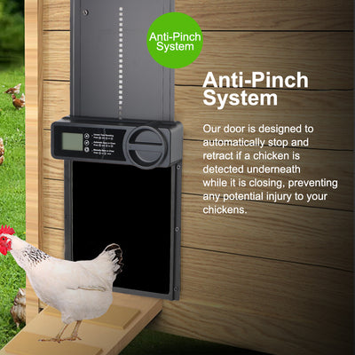 Anti-Pinch Function Small Pet Supplies Retractable Door LCD Display Safety Gate Automatic Chicken Coop Door Controlled Open